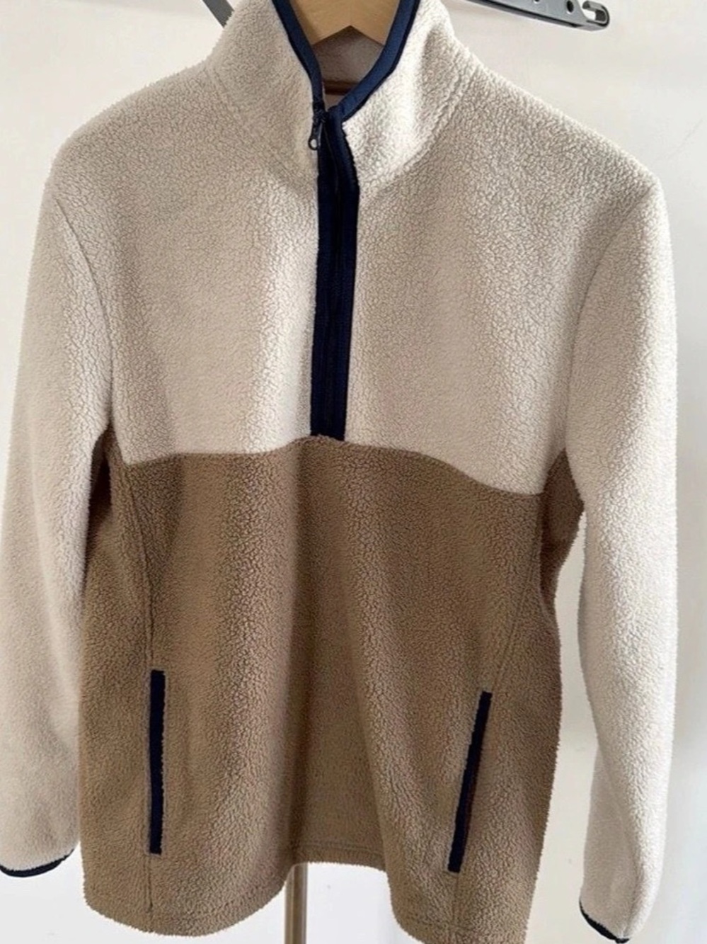 Sonoma Goods For Life Color Block Fleece Jacket Brown & Cream Small
